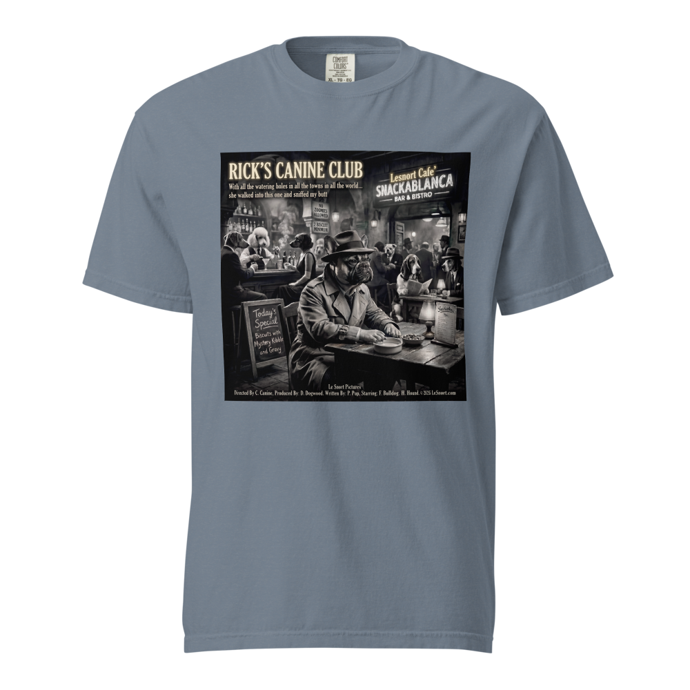 "Rick's Canine Club" Funny Film Noir Dog Graphic Tshirt