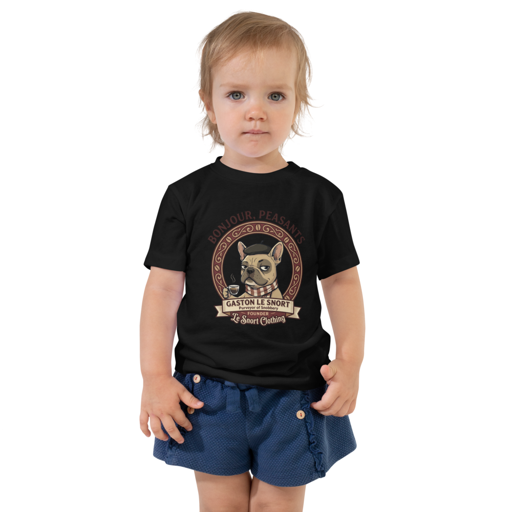 Lesnort - "Purveyor of Snobbery" Frenchie Mascot Toddler T-Shirt
