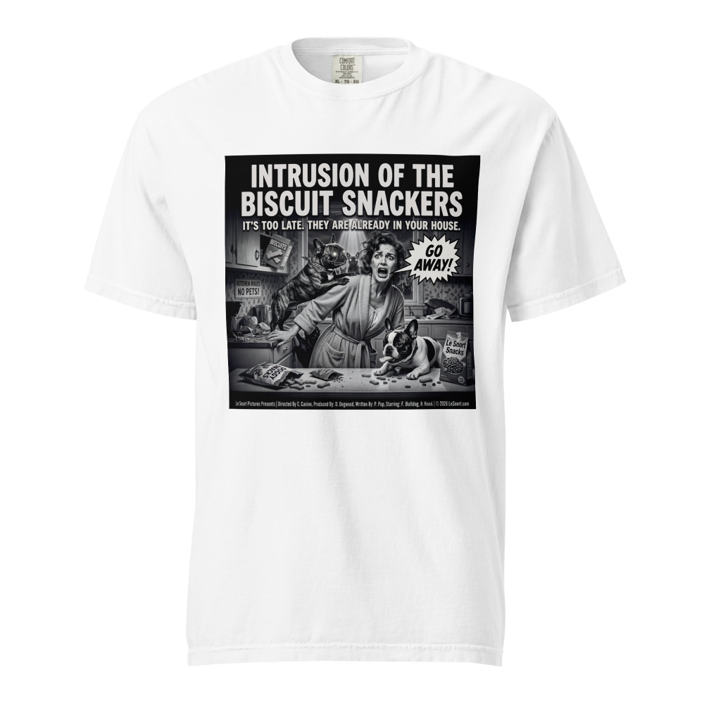 "Intrusion of the Biscuit Snackers" Retro B-Movie Parody Tshirt