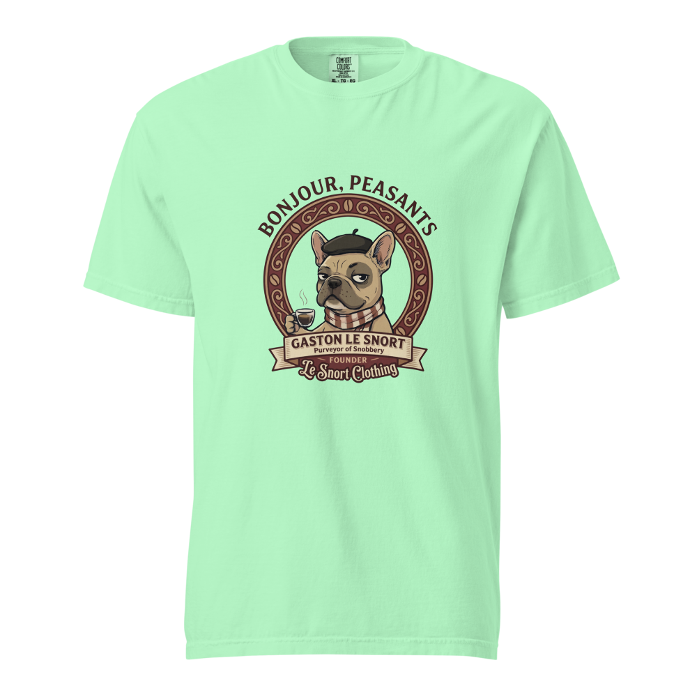 Lesnort - "Purveyor of Snobbery" Frenchie Coffee Graphic T-Shirt