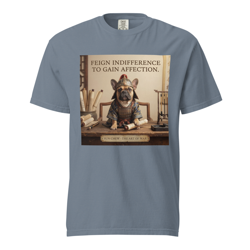 Lesnort - "Sun Chew - Feign Indifference" Funny Frenchie Warrior Tee