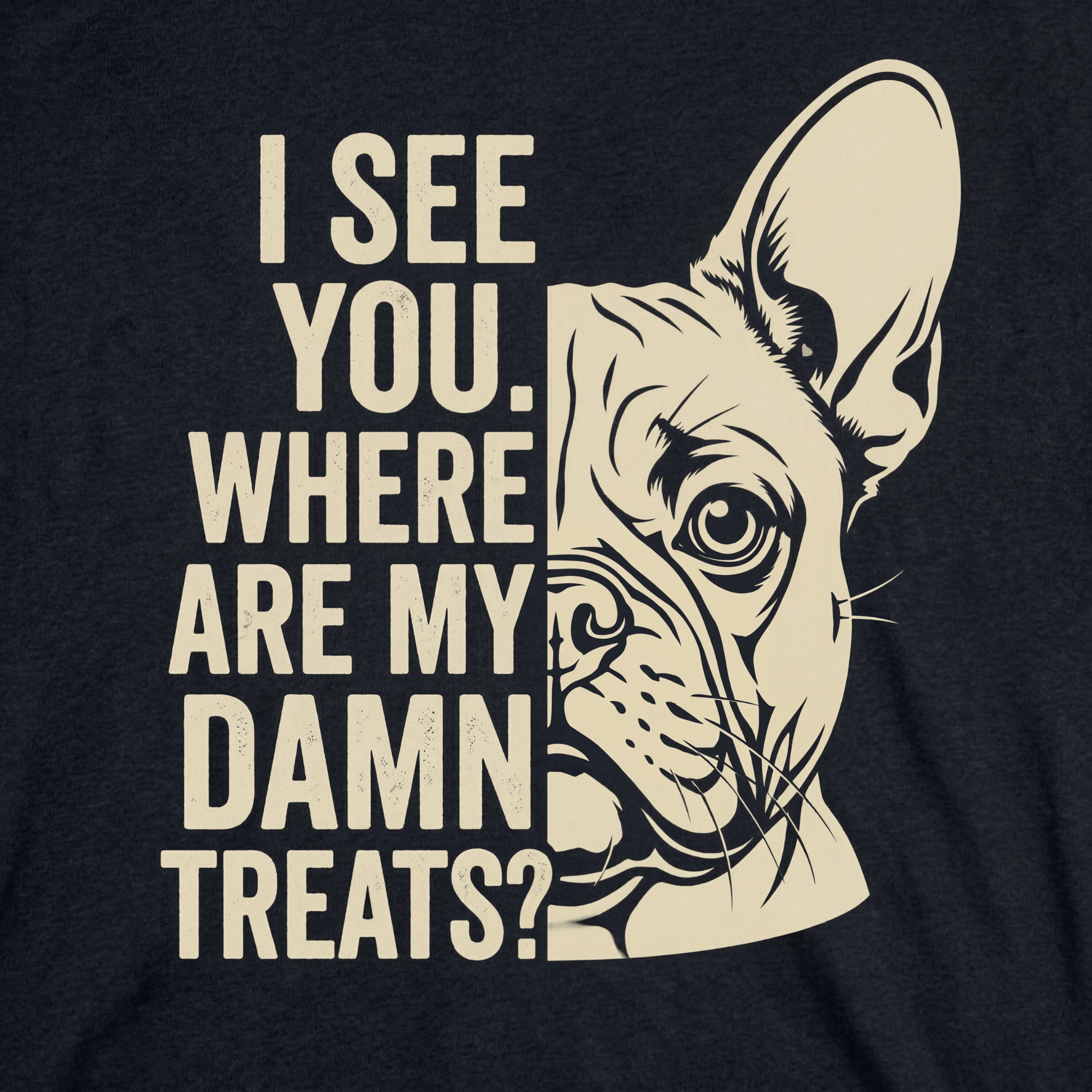 Lesnort - "Where Are My Damn Treats" Funny Frenchie Graphic Tshirt