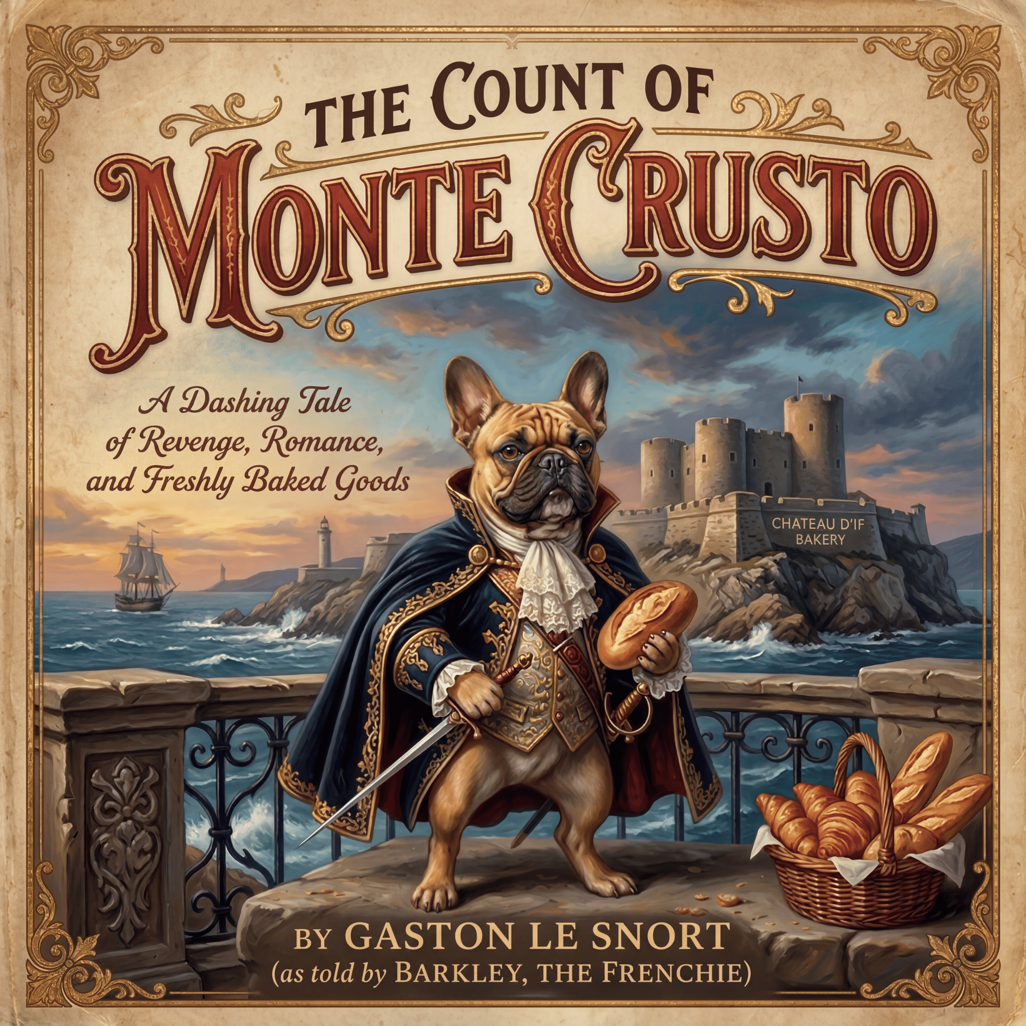 Lesnort - "The Count of Monte Crusto" Funny Frenchie Parody Tshirt