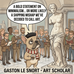 Lesnort - Gaston Le Snort – Art Scholar - Snobby French Bulldog Museum T-Shirt