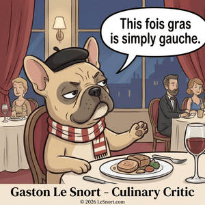 Lesnort - Gaston Le Snort - "Simply Gauche" Snobby Frenchie Culinary Critic Tee