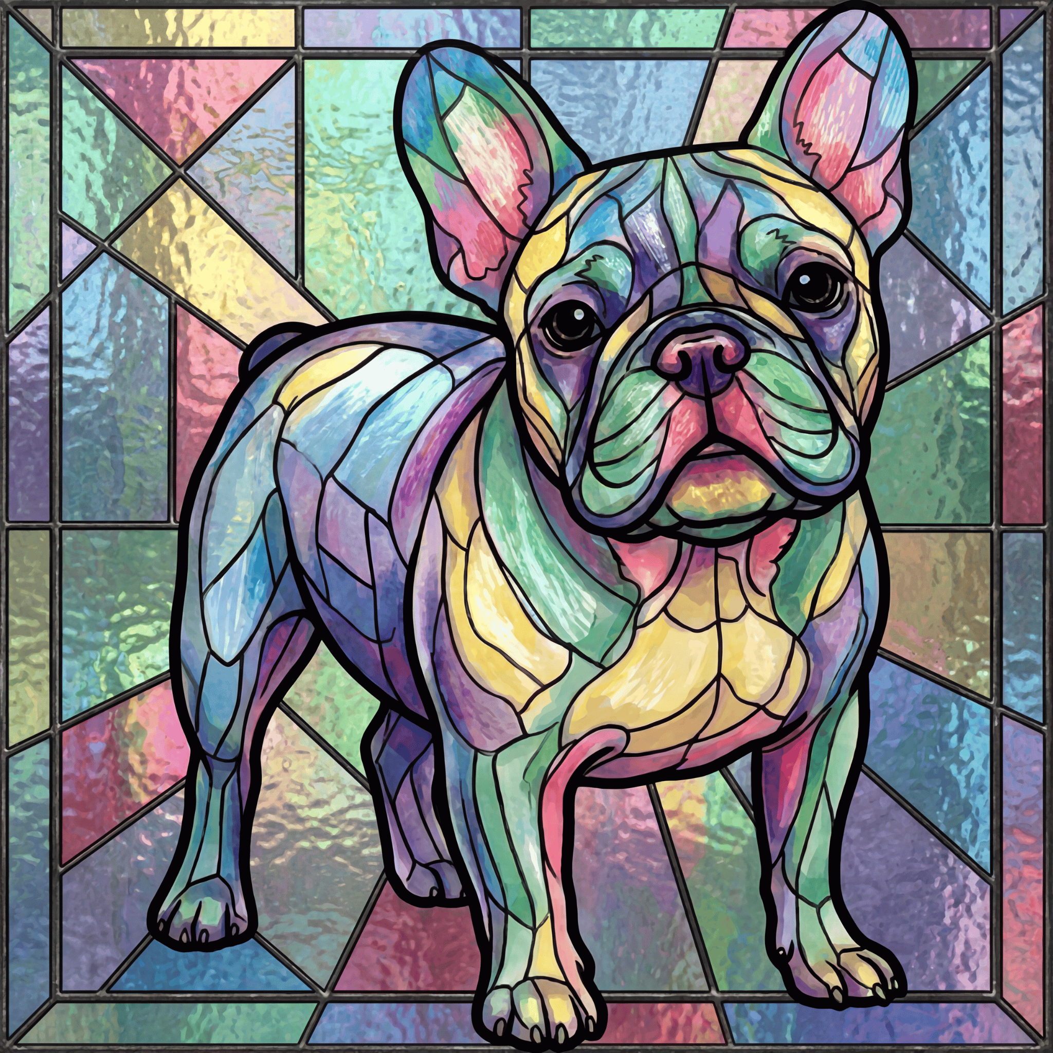 Lesnort - Pastel Prism Stained Glass French Bulldog Tee