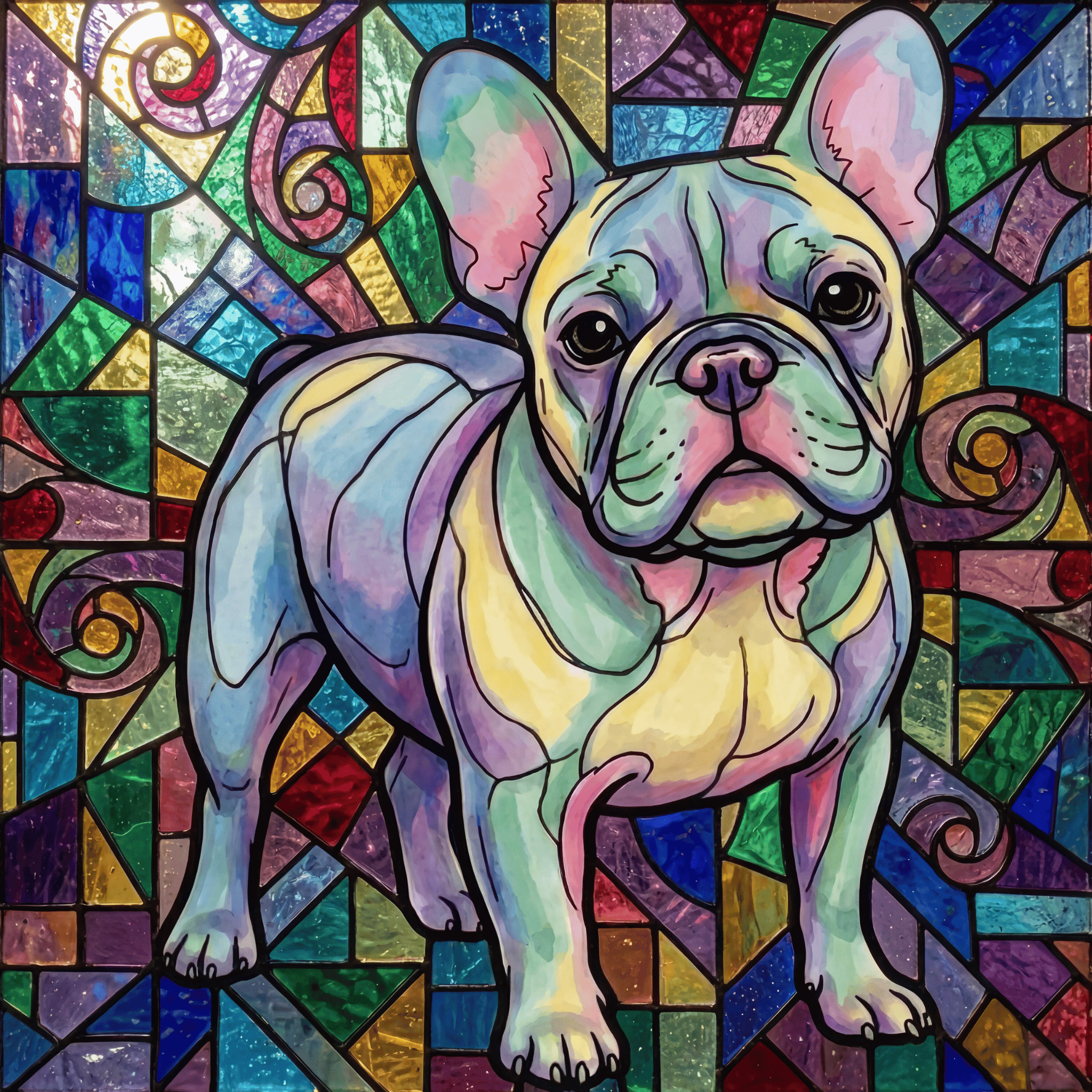 Lesnort - Dreamscape Stained Glass French Bulldog T-Shirt