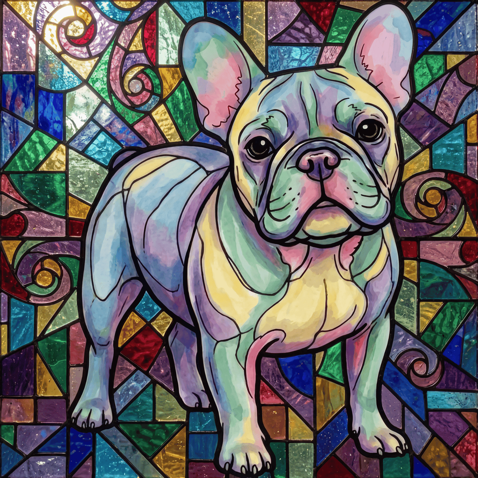 Lesnort - Dreamscape Stained Glass French Bulldog T-Shirt