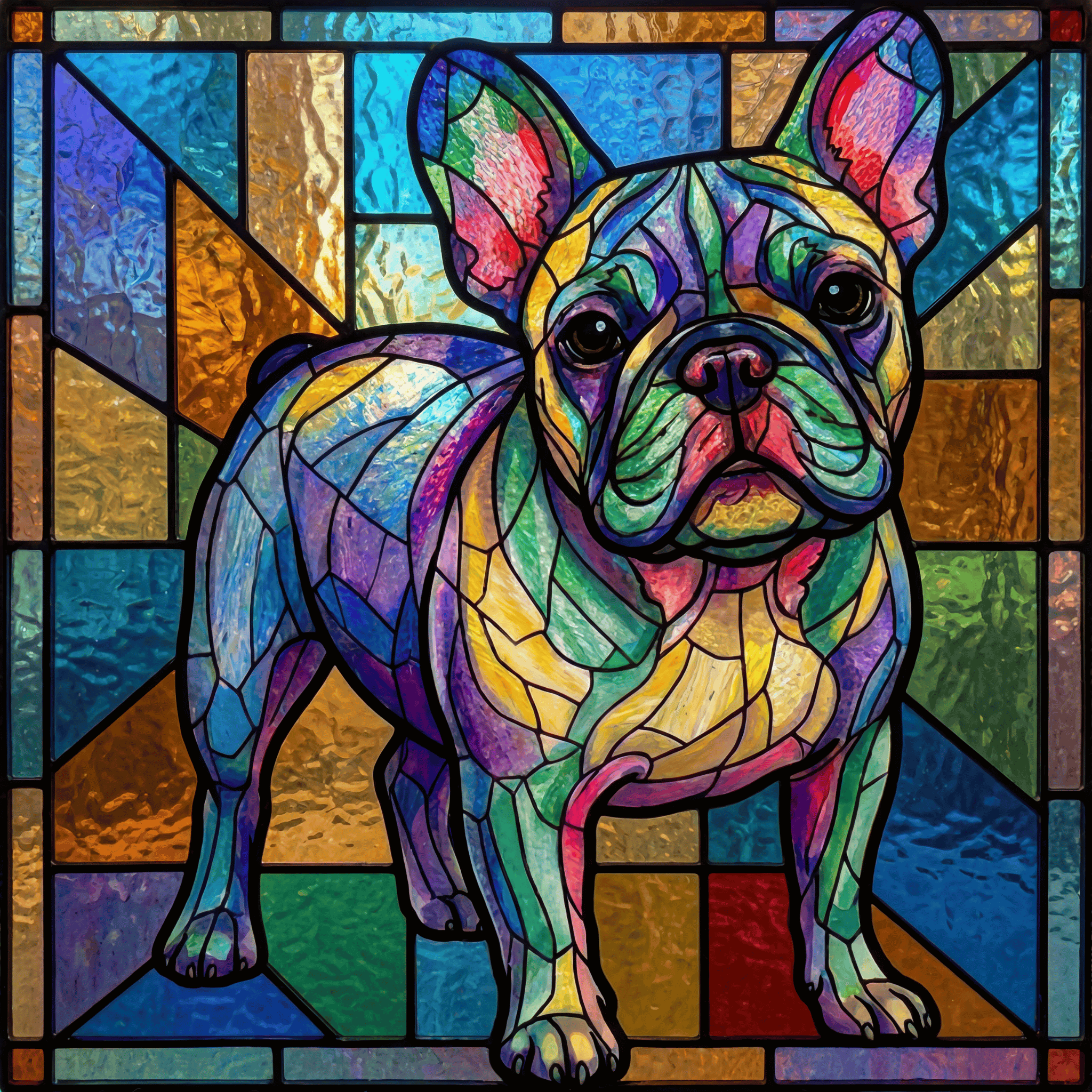 Lesnort - Prismatic Pastel French Bulldog Stained Glass Tee