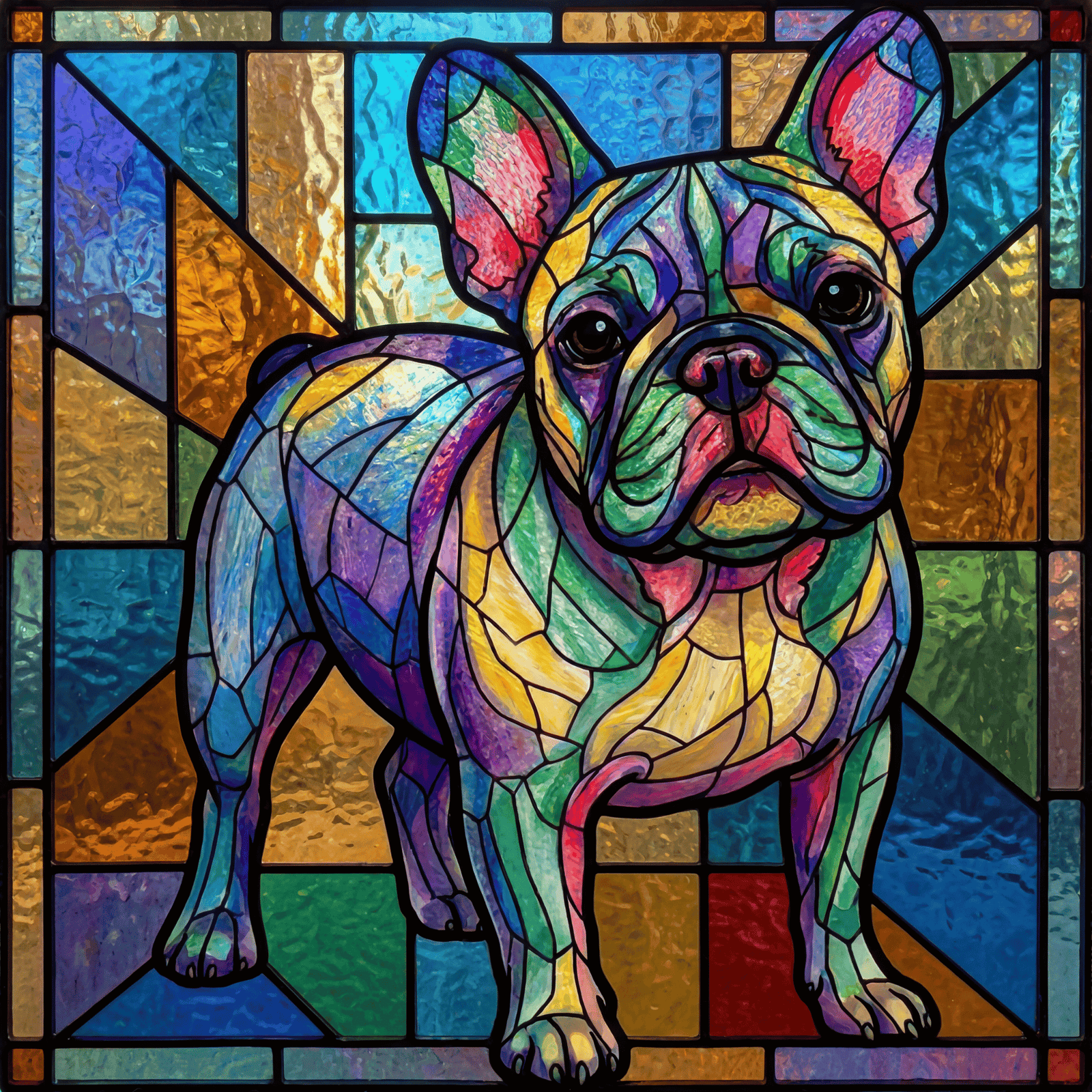 Lesnort - Prismatic Pastel French Bulldog Stained Glass Tee