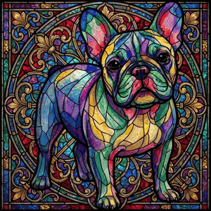Lesnort - Majestic Stained Glass French Bulldog Graphic Tee - Background 4