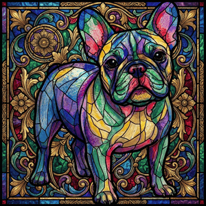 Lesnort - Majestic Stained Glass French Bulldog Graphic Tee - Background 1