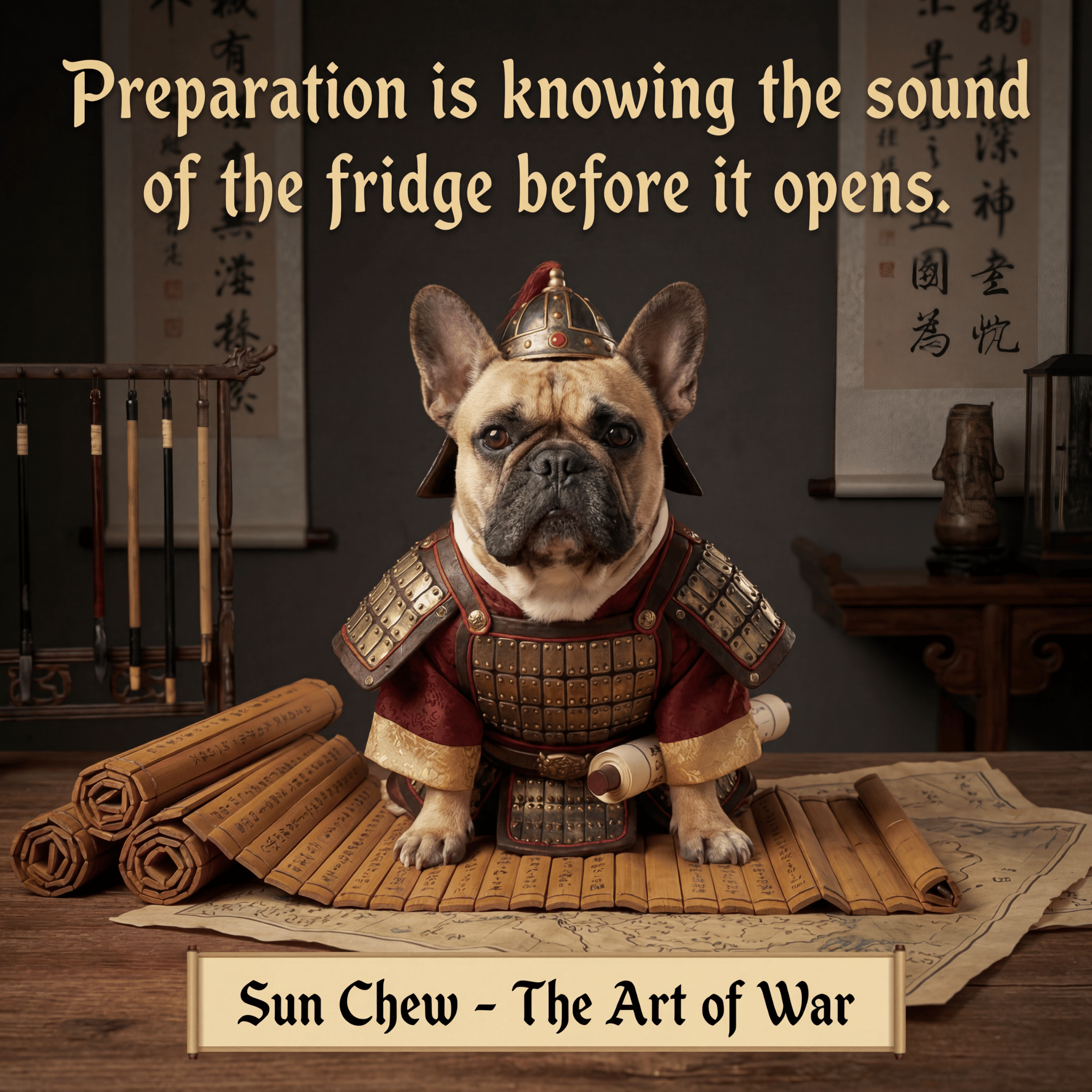 Lesnort - The Art of War Fridge Parody French Bulldog Graphic Tee