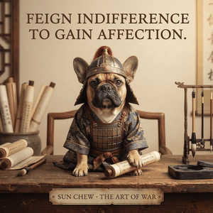 Lesnort - "Sun Chew - Feign Indifference" Funny Frenchie Warrior Tee