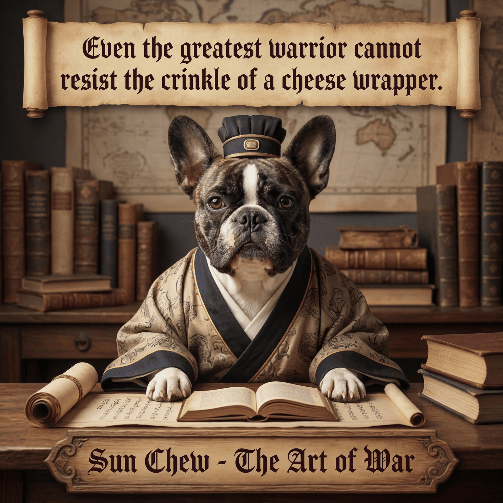 Lesnort - "Sun Chew - The Cheese Wrapper" Funny Frenchie Parody Tee