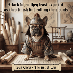 Lesnort - "Sun Chew - Lint Roller Attack" Funny Frenchie General Tee