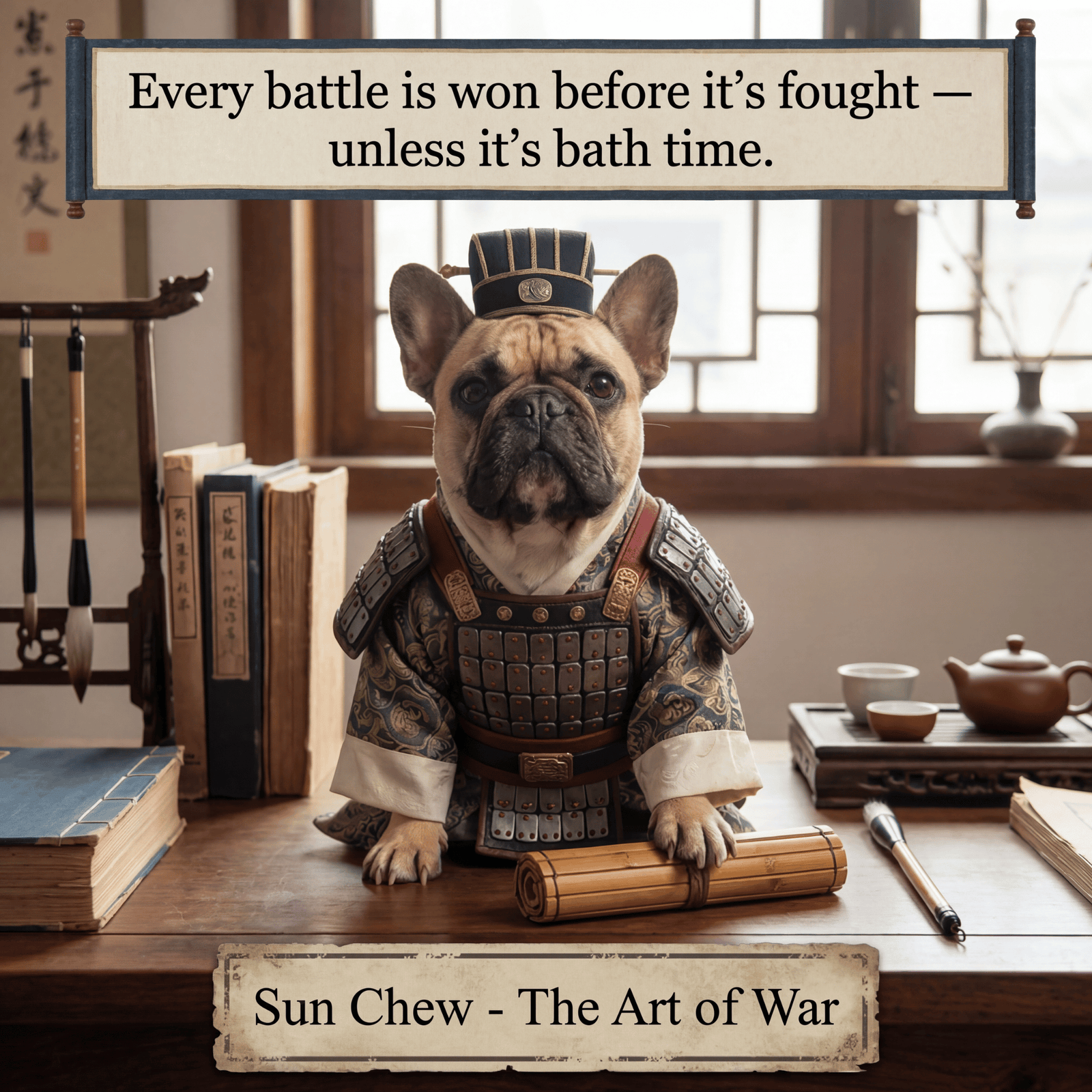 Lesnort - The Art of War "Bath Time" French Bulldog Graphic Tee