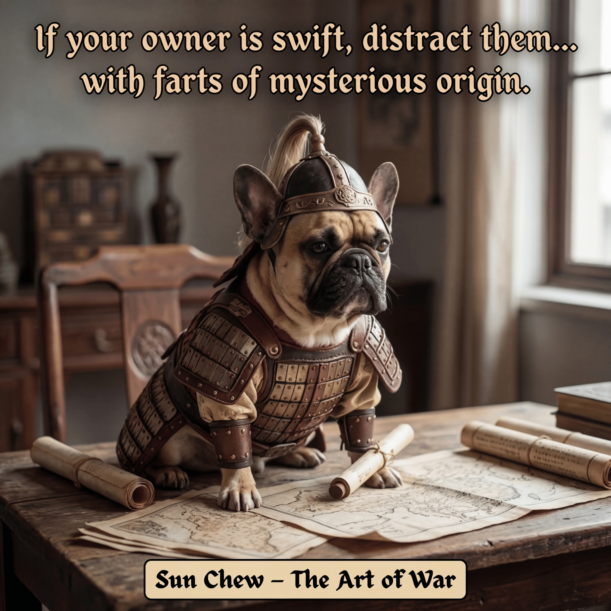 Lesnort - "Sun Chew - Tactical Distraction" Funny Frenchie General Tee