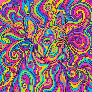 Lesnort - "Trippy Frenchie" Psychedelic Swirl Graphic Tee