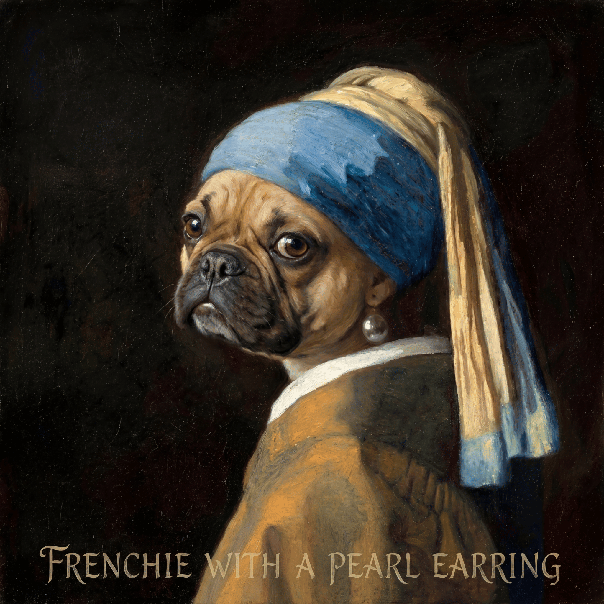 Lesnort - "Frenchie With A Pearl Earring" Classic Art Parody Graphic Tee