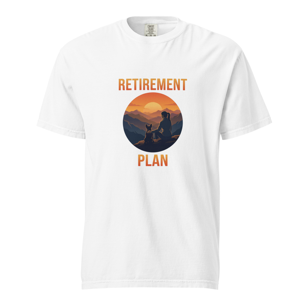 Lesnort - For Women - "Retirement Plan" Frenchie Mountain Sunset Graphic Tee