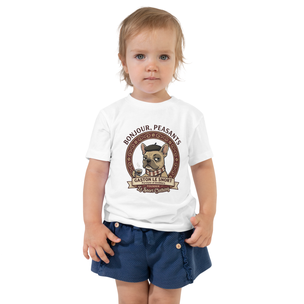 Lesnort - "Purveyor of Snobbery" Frenchie Mascot Toddler T-Shirt