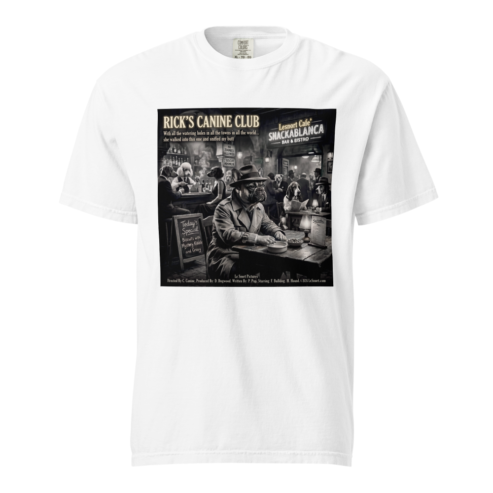 "Rick's Canine Club" Funny Film Noir Dog Graphic Tshirt