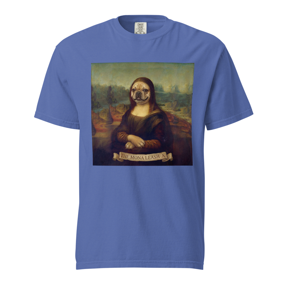 Lesnort - "The Mona Leash-A" Classic Art Parody Frenchie Tee