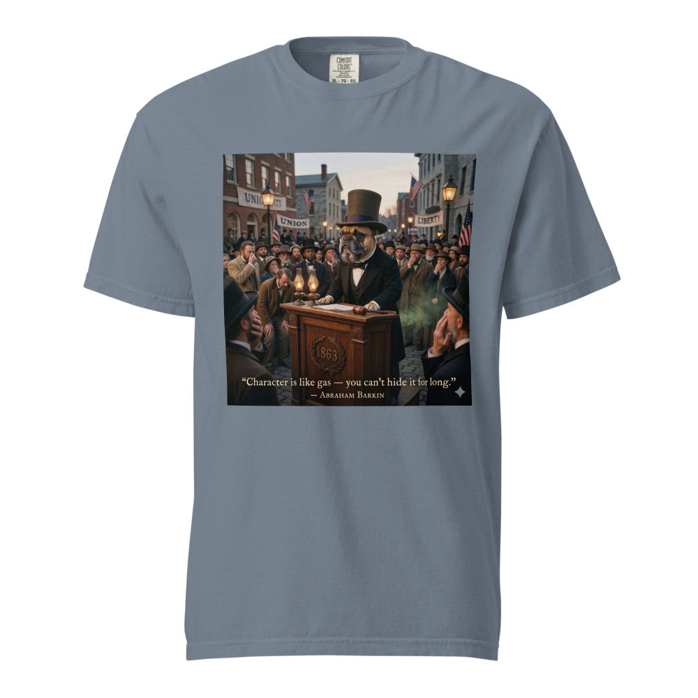 Lesnort - "Character is Like Gas" Funny Dog Quote T-Shirt