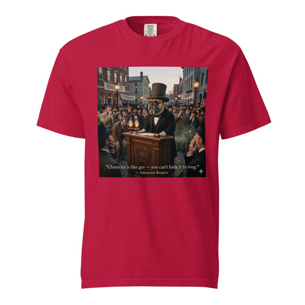 Lesnort - "Character is Like Gas" Funny Dog Quote T-Shirt
