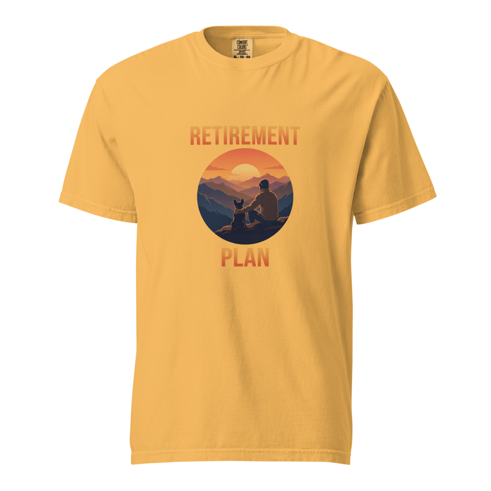 Lesnort - For Men - "Retirement Plan" Mountain Sunset Frenchie T-Shirt