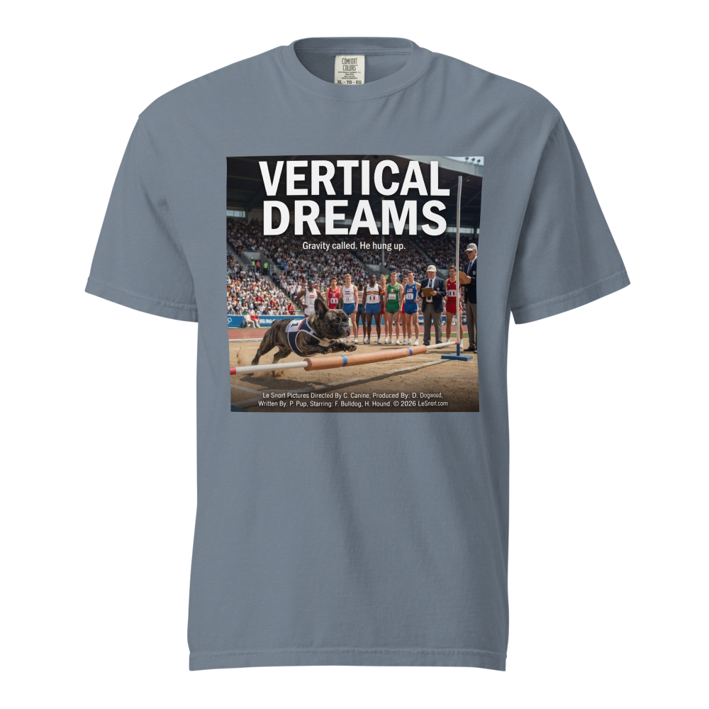 Lesnort - "Vertical Dreams" Funny Frenchie Athlete Tee
