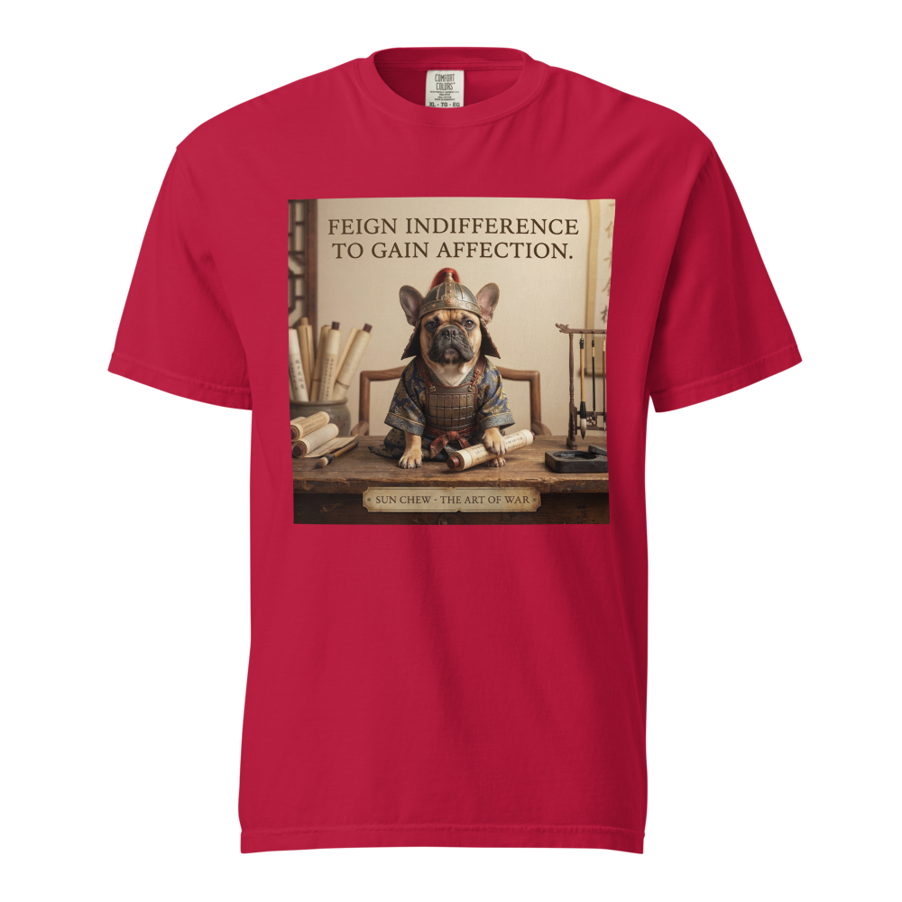 Lesnort - "Sun Chew - Feign Indifference" Funny Frenchie Warrior Tee