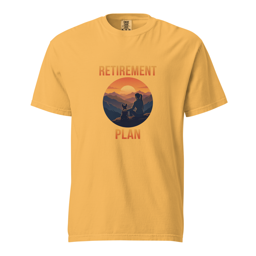 Lesnort - For Women - "Retirement Plan" Frenchie Mountain Sunset Graphic Tee