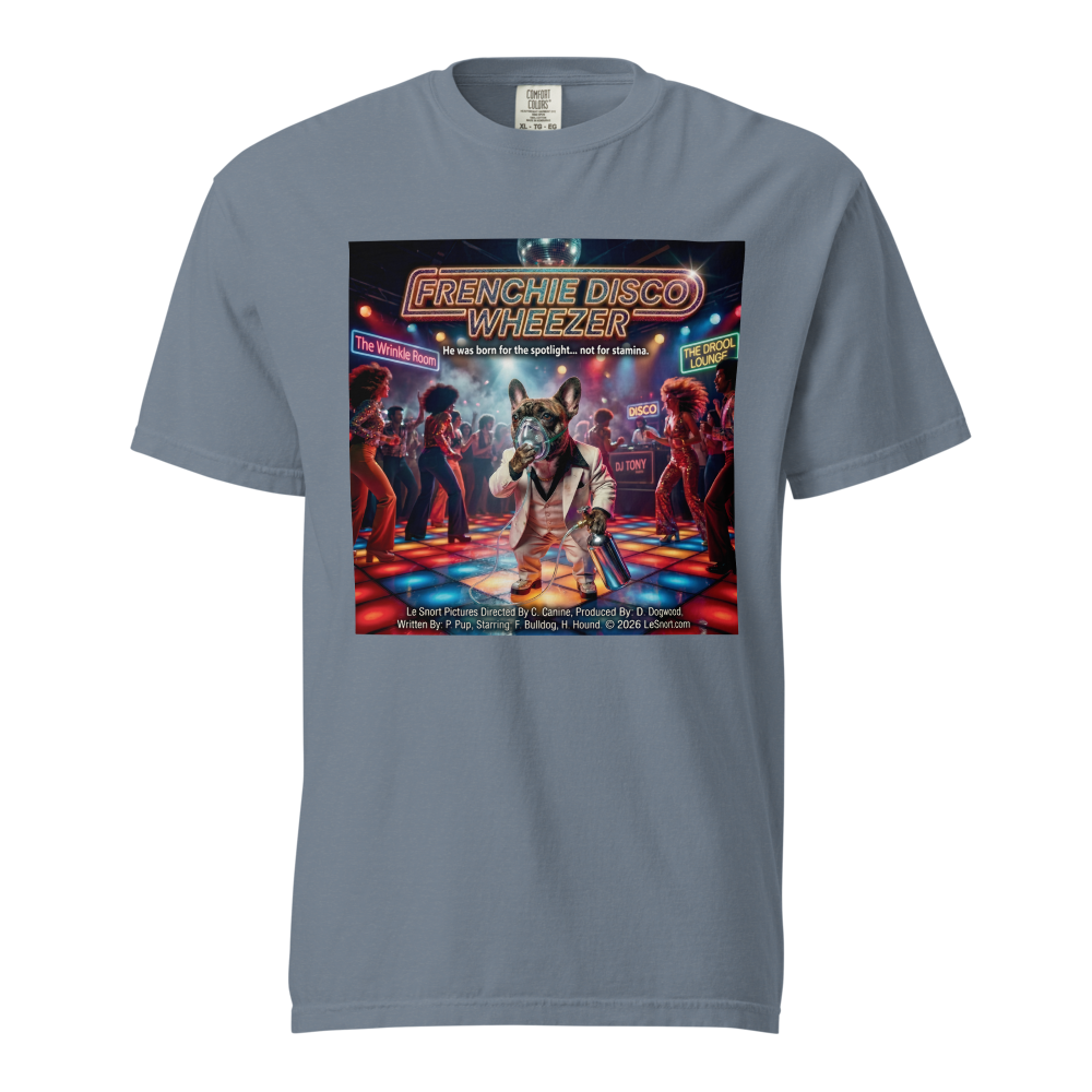 Lesnort - "Frenchie Disco Wheezer" Funny 70s Movie Parody Tshirt