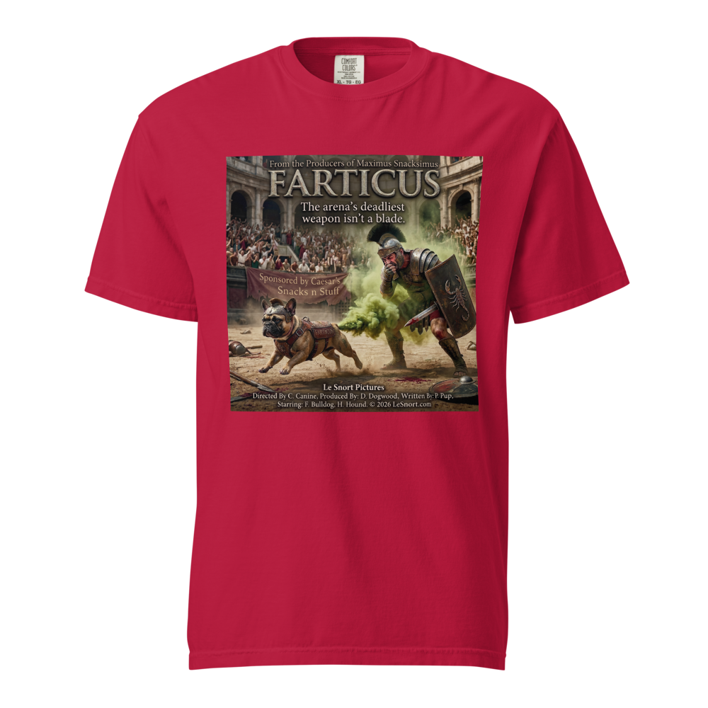 Lesnort - "Farticus" Funny Gladiator Frenchie Parody Tshirt