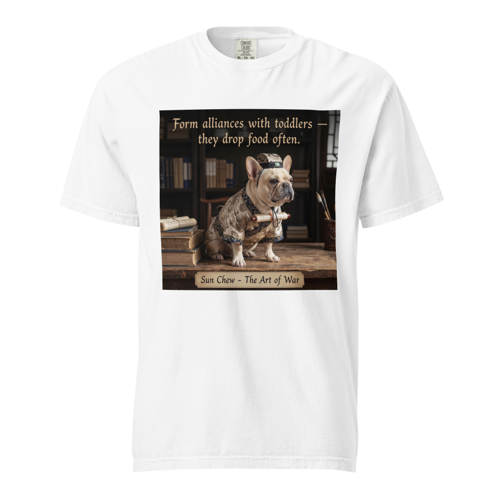 Lesnort - "Sun Chew - Toddler Alliances" Funny Frenchie Scholar Tee