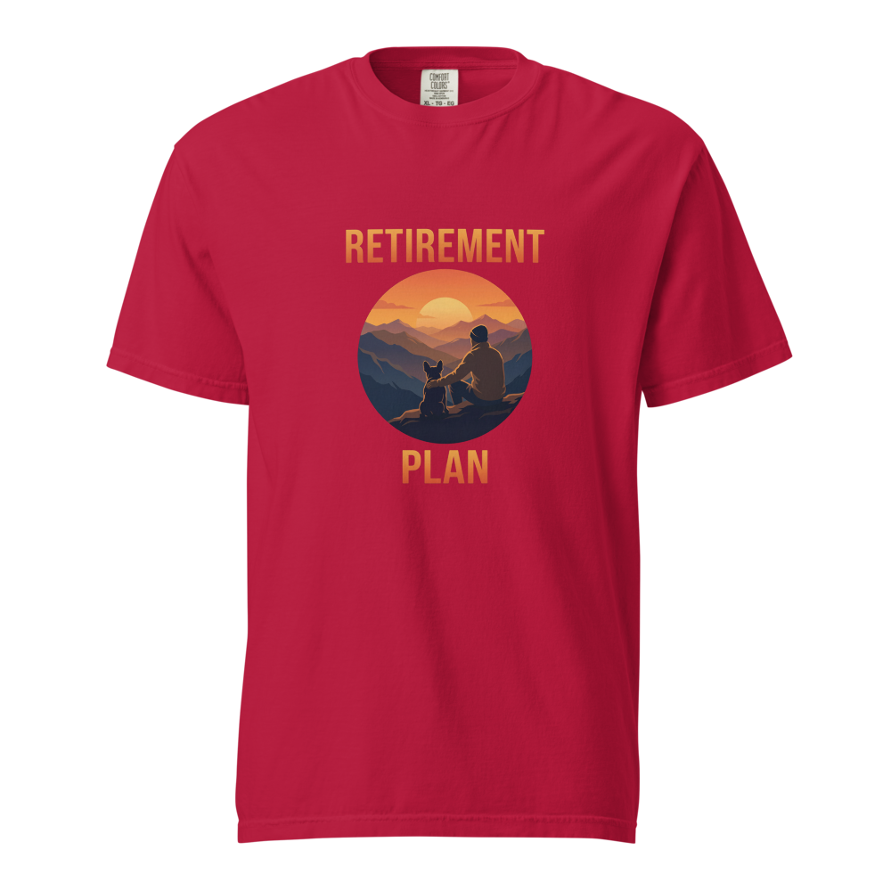 Lesnort - For Men - "Retirement Plan" Mountain Sunset Frenchie T-Shirt