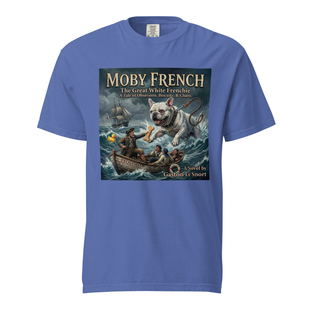 Lesnort - "The Great White Frenchie" Funny Book Cover Tshirt
