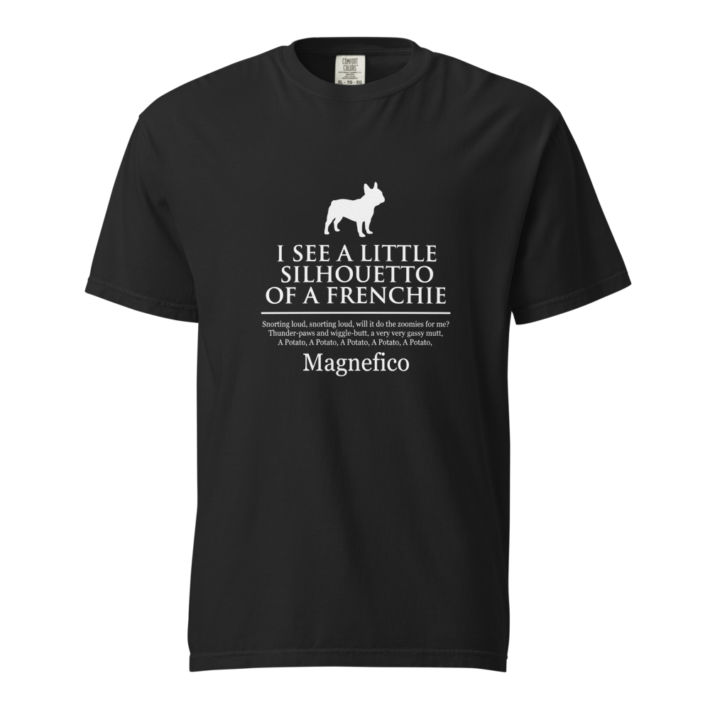Lesnort - "Silhouetto of a Frenchie" Funny Dog Song Tshirt
