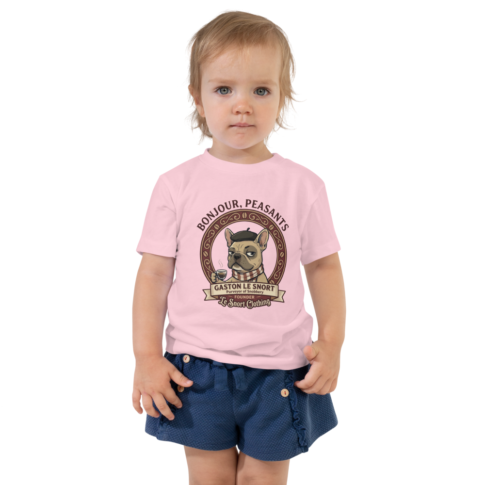 Lesnort - "Purveyor of Snobbery" Frenchie Mascot Toddler T-Shirt