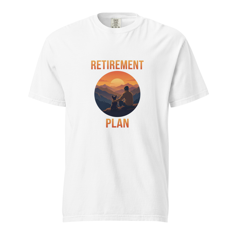 Lesnort - For Men - "Retirement Plan" Mountain Sunset Frenchie T-Shirt