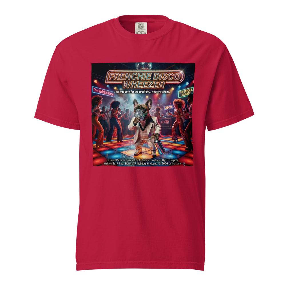 Lesnort - "Frenchie Disco Wheezer" Funny 70s Movie Parody Tshirt