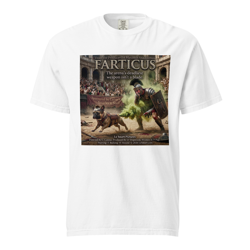 Lesnort - "Farticus" Funny Gladiator Frenchie Parody Tshirt