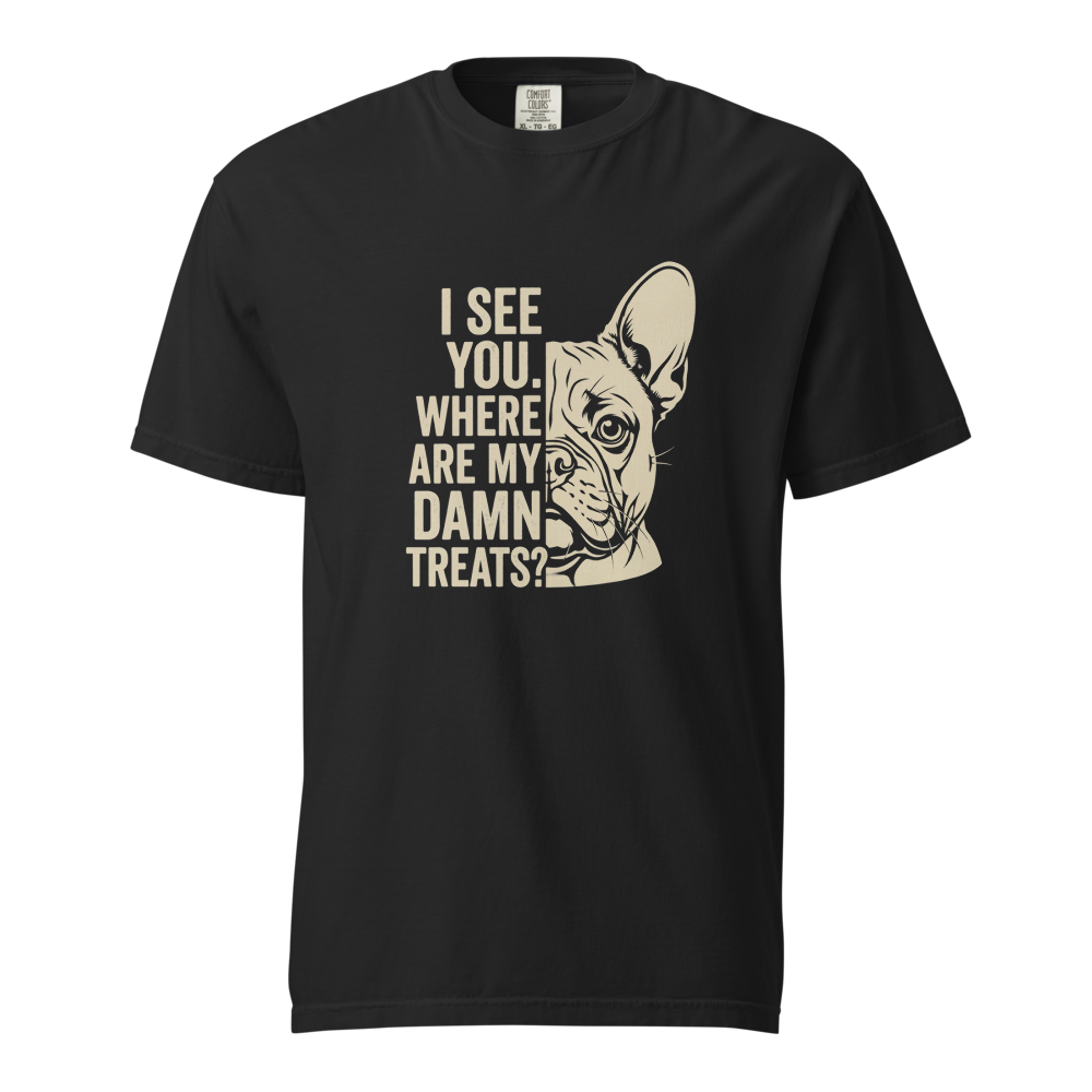 Lesnort - "Where Are My Damn Treats" Funny Frenchie Graphic Tshirt