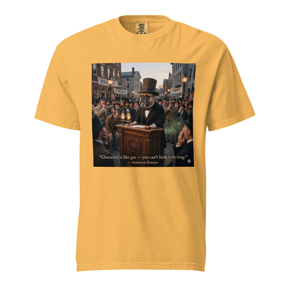 Lesnort - "Character is Like Gas" Funny Dog Quote T-Shirt