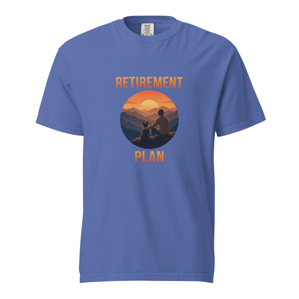 Lesnort - For Men - "Retirement Plan" Mountain Sunset Frenchie T-Shirt