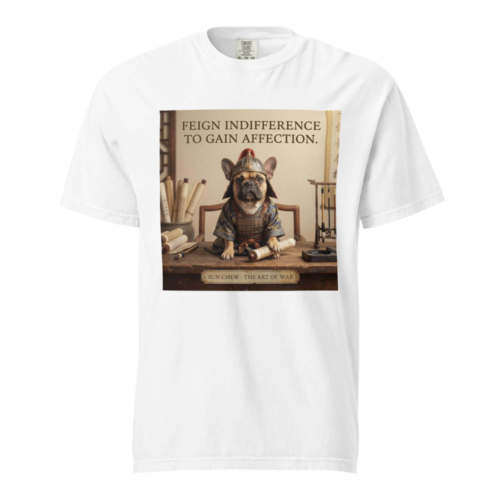 Lesnort - "Sun Chew - Feign Indifference" Funny Frenchie Warrior Tee