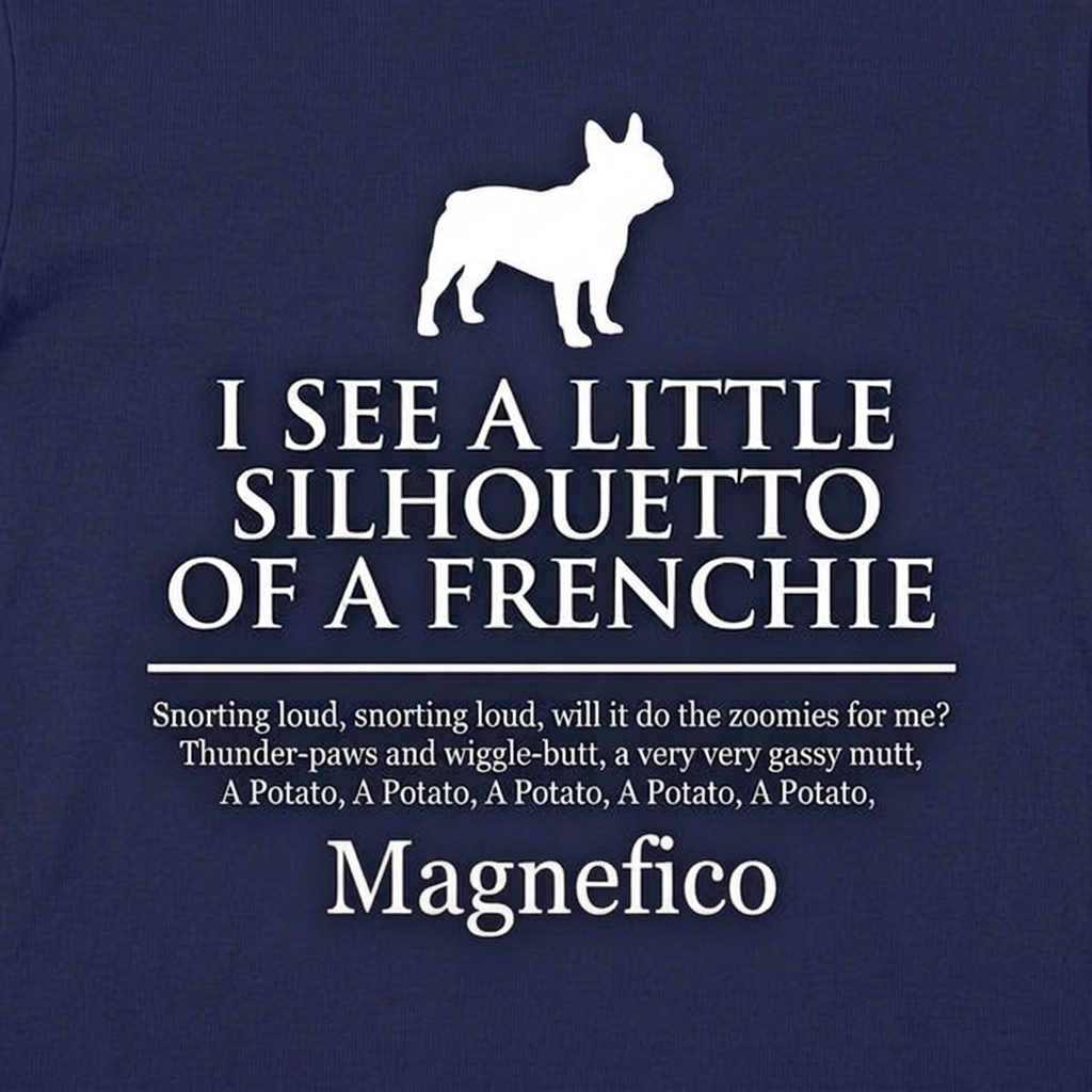 Lesnort - "Silhouetto of a Frenchie" Funny Dog Song Tshirt
