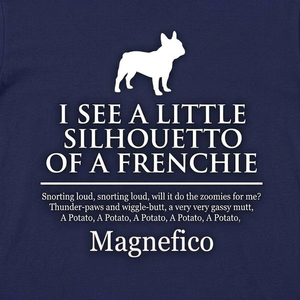 Lesnort - "Silhouetto of a Frenchie" Funny Dog Song Tshirt
